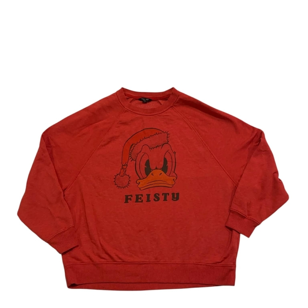 Disney AE Donald Duck Feisty Christmas Holiday Red Sweatshirt Crewneck M
